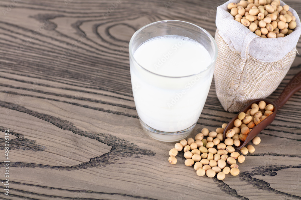 Soybeans and a cup of soy milk Soybeans and a cup of soy milk