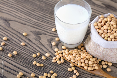Soybeans and a cup of soy milk