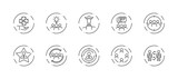 10 in 1 vector icons set related to team work theme. Black lineart vector icons isolated on background.