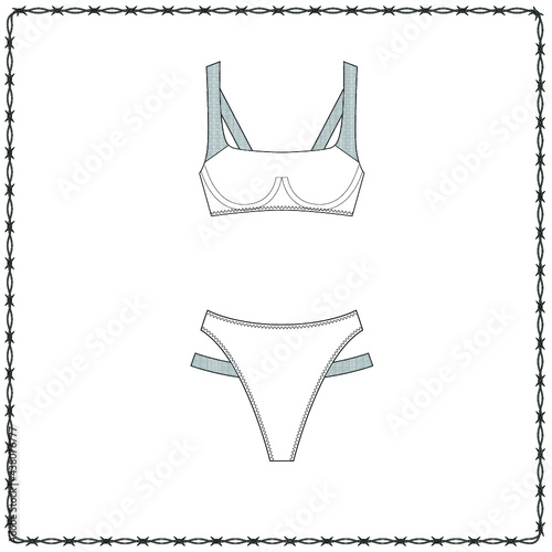 women's lingerie  editable fashion flat sketch for creating new designs mockup