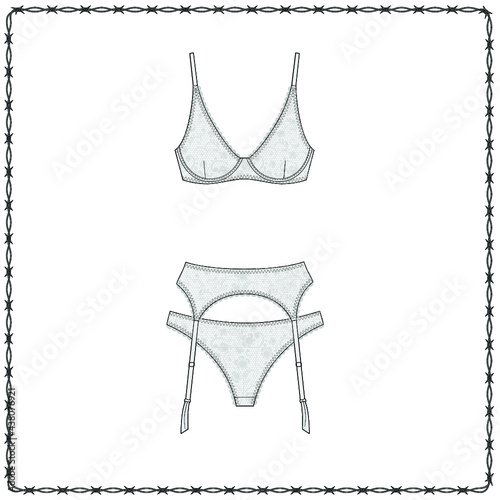 women's lingerie  editable fashion flat sketch for creating new designs mockup