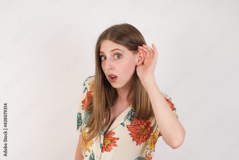 Oh my God! Funny astonished European female opening mouth widely, raising eyebrows and popping eyes out in surprise with hand near ear trying to listen to gossips. Oh my God! Funny astonished European female opening mouth widely, raising eyebrows and popping eyes out in surprise with hand near ear trying to listen to gossips.