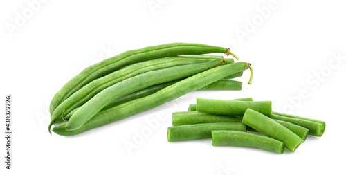 Green beans isolated on white background. full depth of field