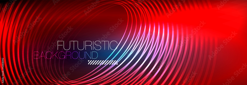 Dark abstract background with glowing neon circles. Trendy layout template for business or technology presentation, internet poster or web brochure cover, wallpaper Dark abstract background with glowing neon circles. Trendy layout template for business or technology presentation, internet poster or web brochure cover, wallpaper