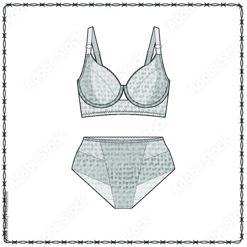 women's lingerie  editable fashion flat sketch for creating new designs mockup