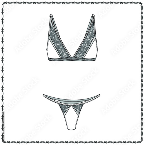 women's lingerie  editable fashion flat sketch for creating new designs mockup