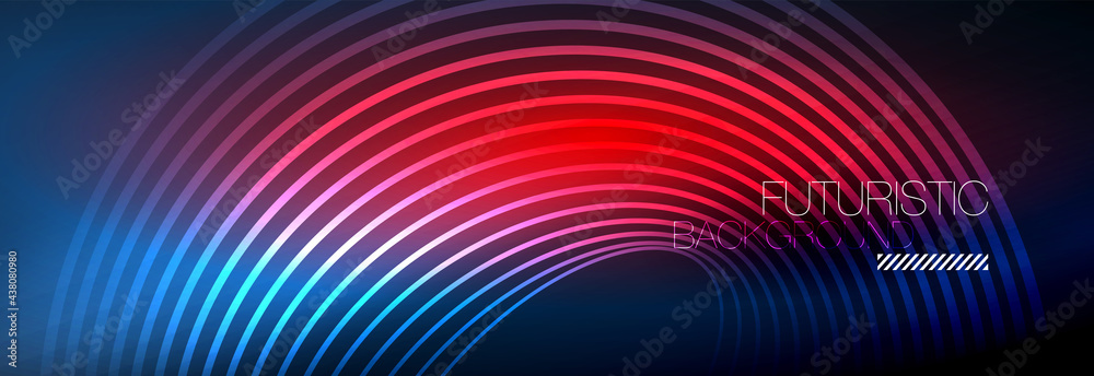 Dark abstract background with glowing neon circles. Trendy layout template for business or technology presentation, internet poster or web brochure cover, wallpaper Dark abstract background with glowing neon circles. Trendy layout template for business or technology presentation, internet poster or web brochure cover, wallpaper