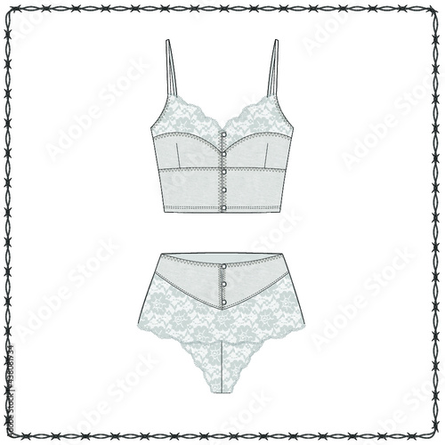 women's lingerie  editable fashion flat sketch for creating new designs mockup