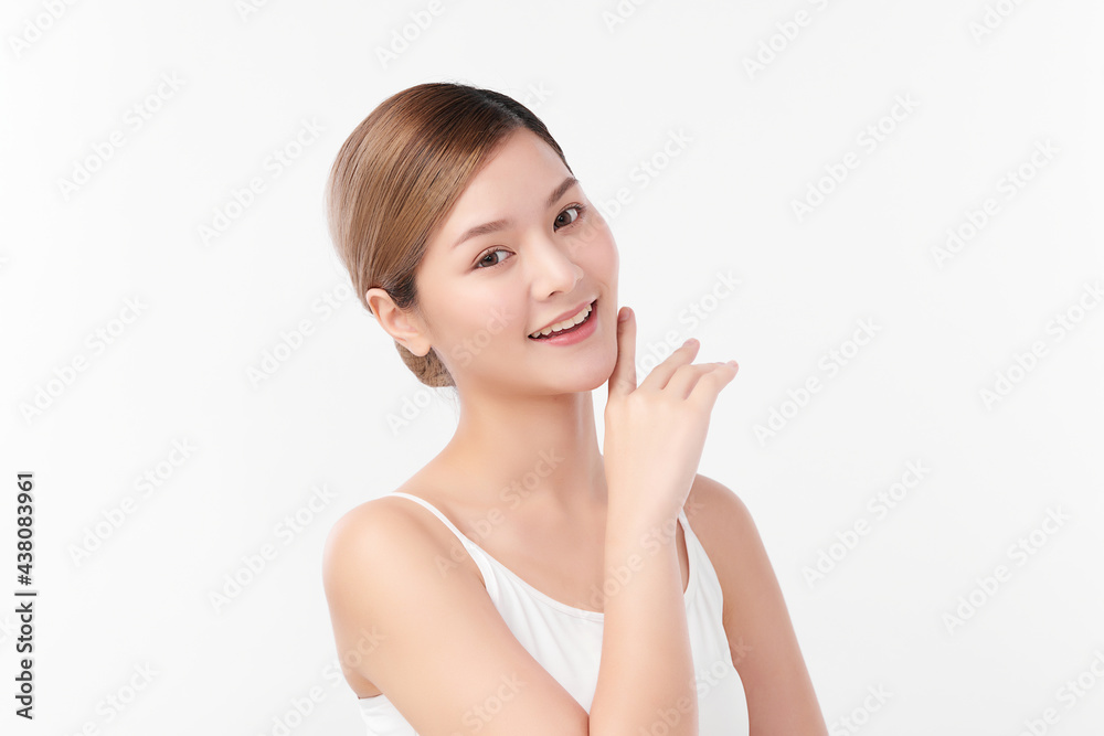 Beautiful young asian woman with clean fresh skin on white background, Face care, Facial treatment, Cosmetology, beauty and spa, Asian women portrait. Beautiful young asian woman with clean fresh skin on white background, Face care, Facial treatment, Cosmetology, beauty and spa, Asian women portrait.