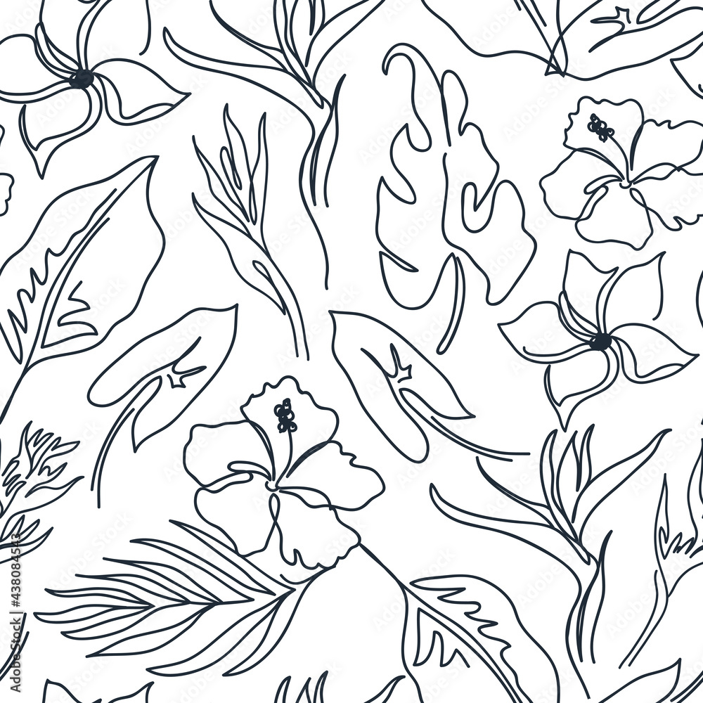 Fototapeta premium Contemporary seamless pattern with monstera leaves.