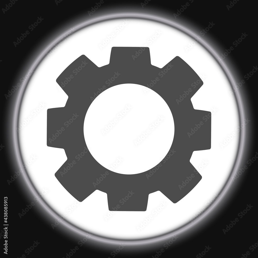 Cog wheel icon. Symbol of settings or gear. Outline modern design grey button