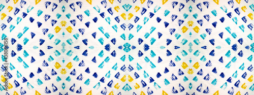 Repeated animalistic pattern. Snake Skin imitation. Animal seamless print. Blue and yellow geometric marks, grungy and bright