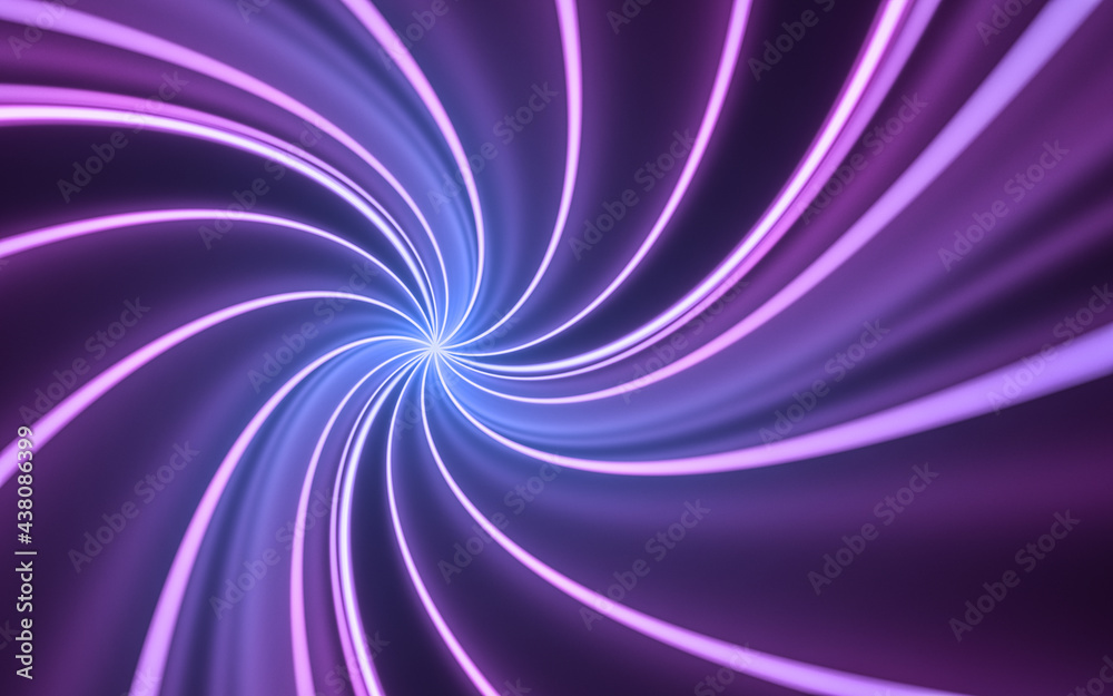 Obraz premium Purple twist cubes with black background, 3d rendering.