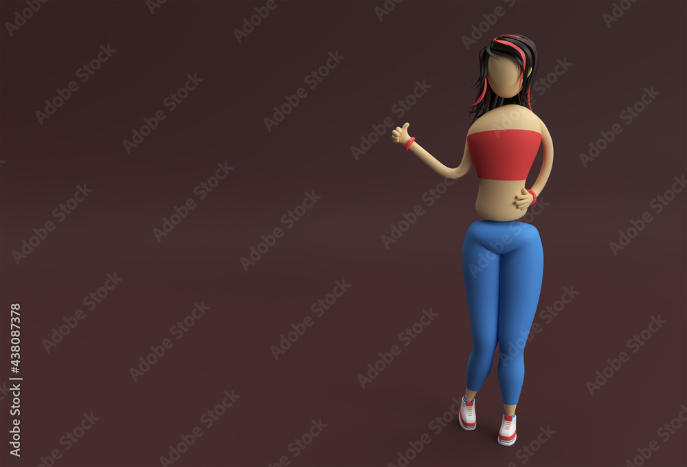 3D Render Cartoon Woman Hand with thumbs Gesture Asking for Lift. 3D Render Cartoon Woman Hand with thumbs Gesture Asking for Lift.