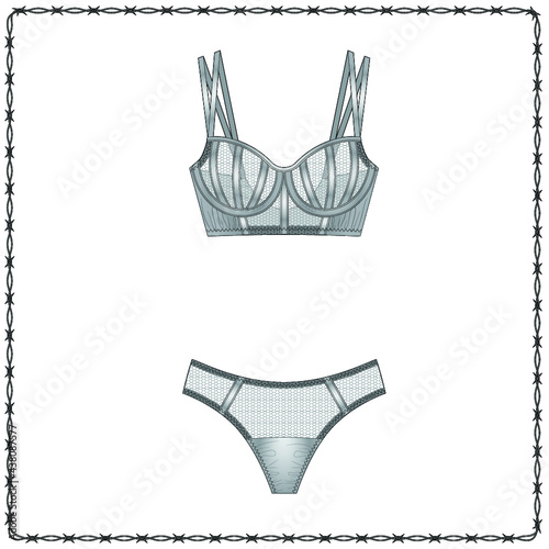 women's lingerie  editable fashion flat sketch for creating new designs mockup