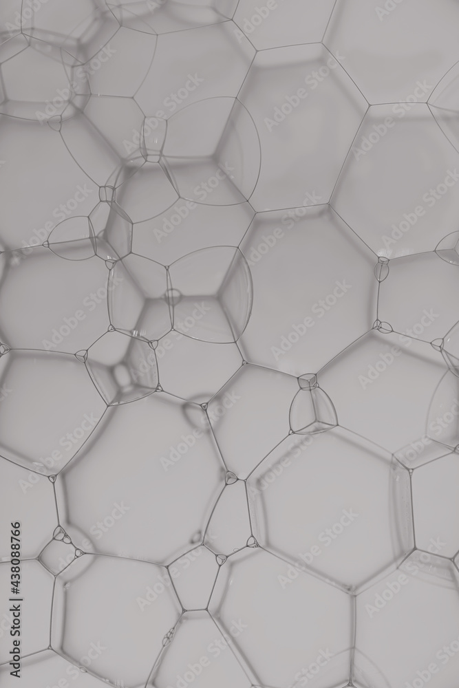 Naklejka premium Abstract soap bubble pattern with light grey effect background.
