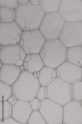 Abstract soap bubble pattern with light grey effect background.