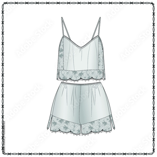 women's lingerie  editable fashion flat sketch for creating new designs mockup