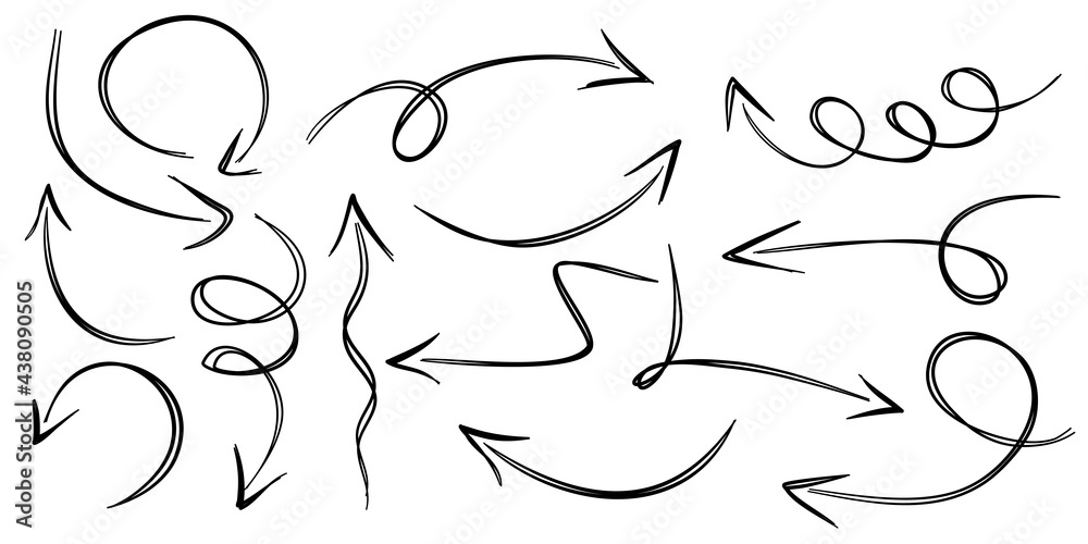 set of hand drawn arrows isolated on white background. for business infographic, banner, web and concept design.Vector doodle design elements. set of hand drawn arrows isolated on white background. for business infographic, banner, web and concept design.Vector doodle design elements.