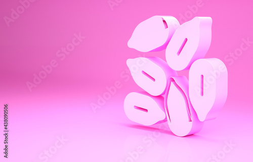 Pink Seeds of a specific plant icon isolated on pink background. Minimalism concept. 3d illustration 3D render