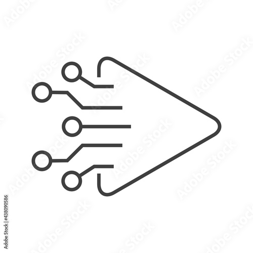 Tecnología electrónica. Circuito digital con lineas en triángulo de color gris 