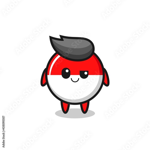 indonesia flag badge cartoon with an arrogant expression