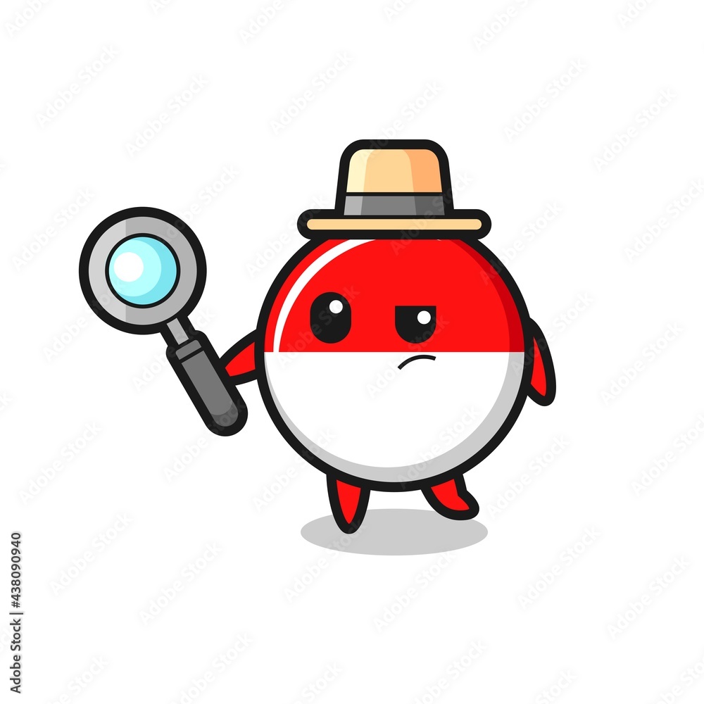 indonesia flag badge detective character is analyzing a case