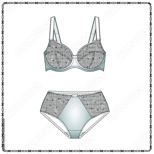 women's lingerie  editable fashion flat sketch for creating new designs mockup