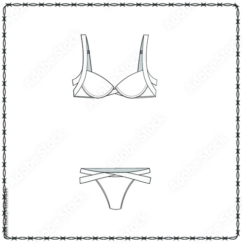women's lingerie  editable fashion flat sketch for creating new designs mockup