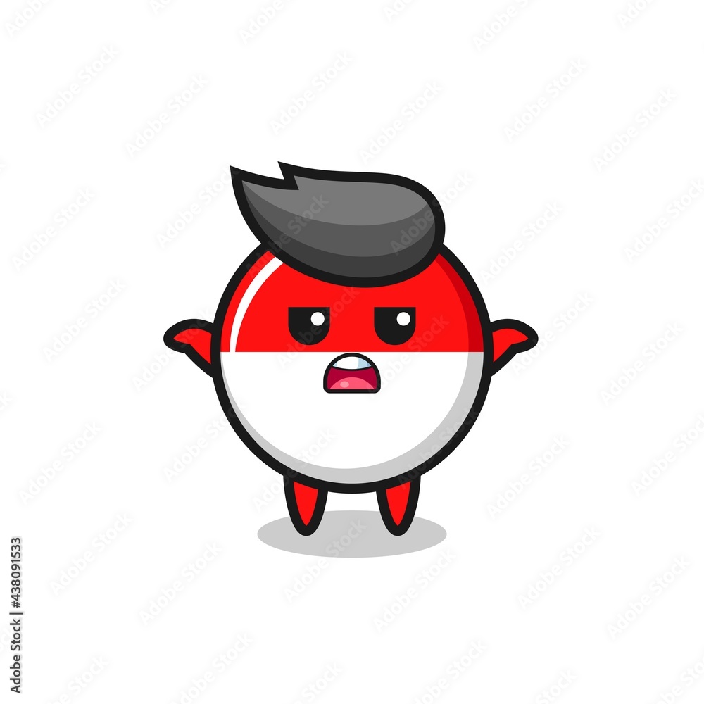 indonesia flag badge mascot character saying I do not know