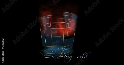 cocktail logo fiery cold for a menu or wine list of a restaurant or bar