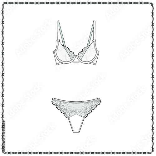 women's lingerie  editable fashion flat sketch for creating new designs mockup