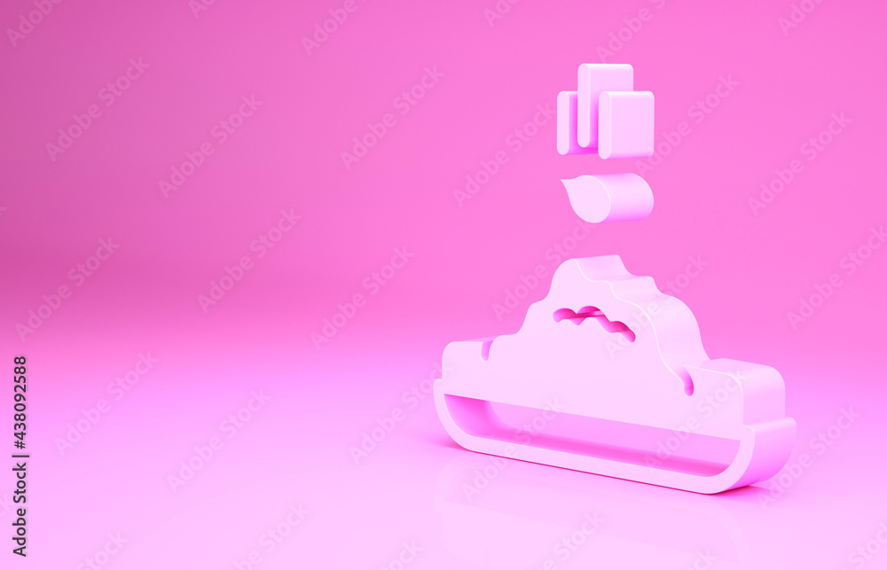 Pink Seeds of a specific plant icon isolated on pink background. Minimalism concept. 3d illustration 3D render