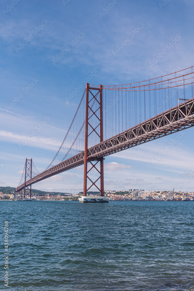 wide panorama of the great san francisco bridge. river under the bridge and beautiful landscape