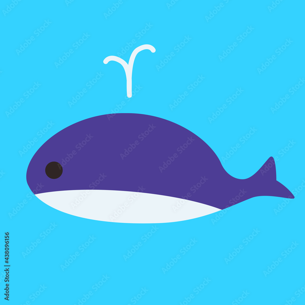 Obraz premium シンプルでかわいいクジラのイラスト フラットデザイン