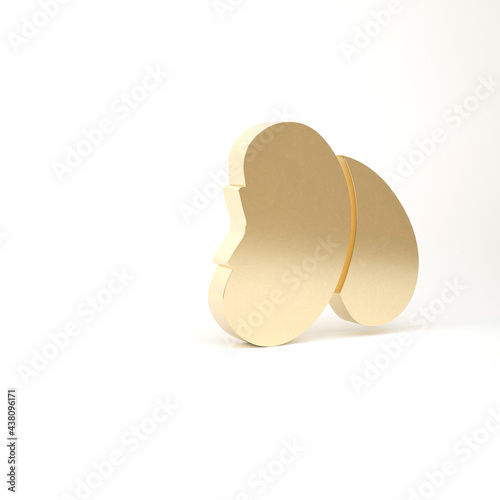 Gold Beans icon isolated on white background. 3d illustration 3D render