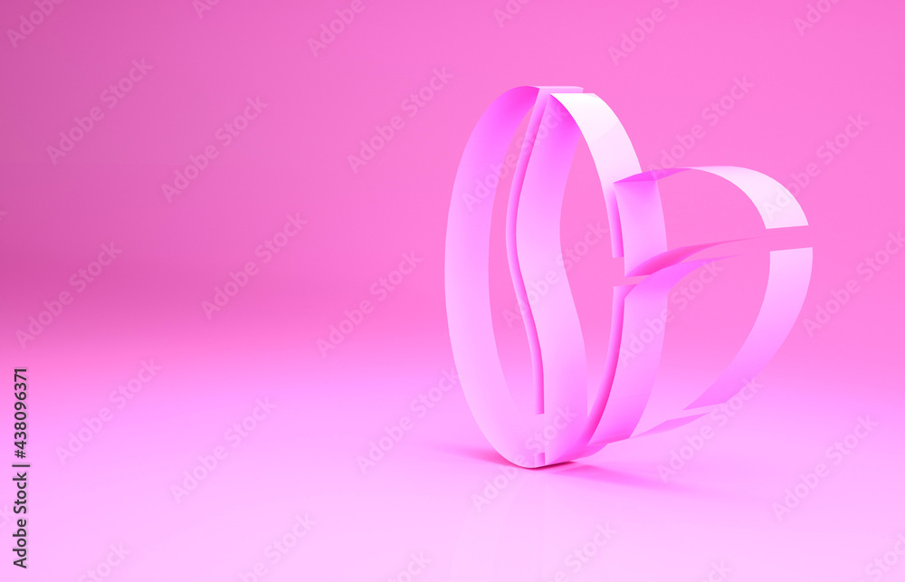 Pink Coffee beans icon isolated on pink background. Minimalism concept. 3d illustration 3D render
