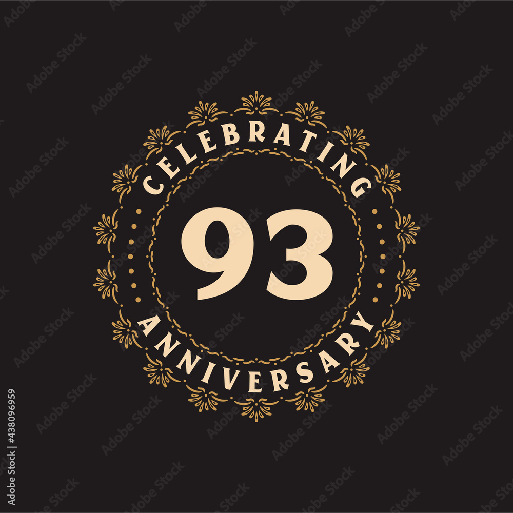 93 anniversary celebration, Greetings card for 93 years anniversary