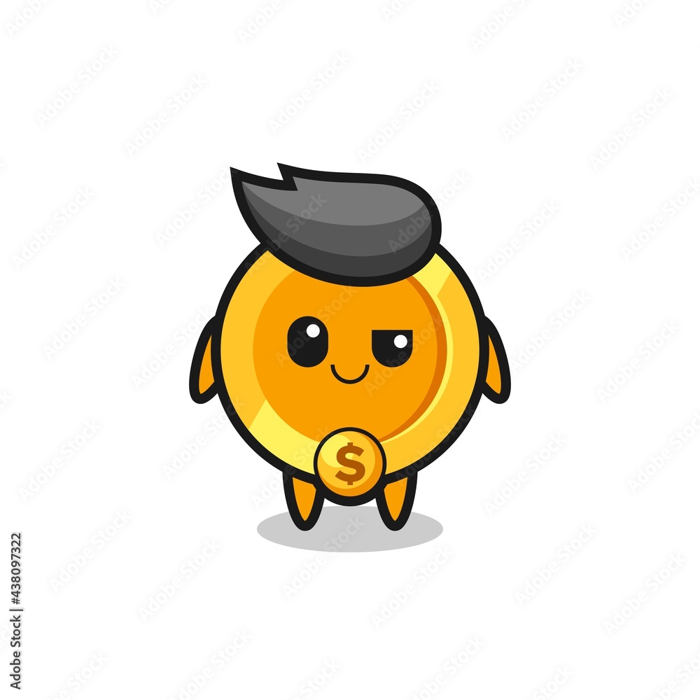 dollar currency coin cartoon with an arrogant expression dollar currency coin cartoon with an arrogant expression