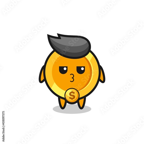 the bored expression of cute dollar currency coin characters