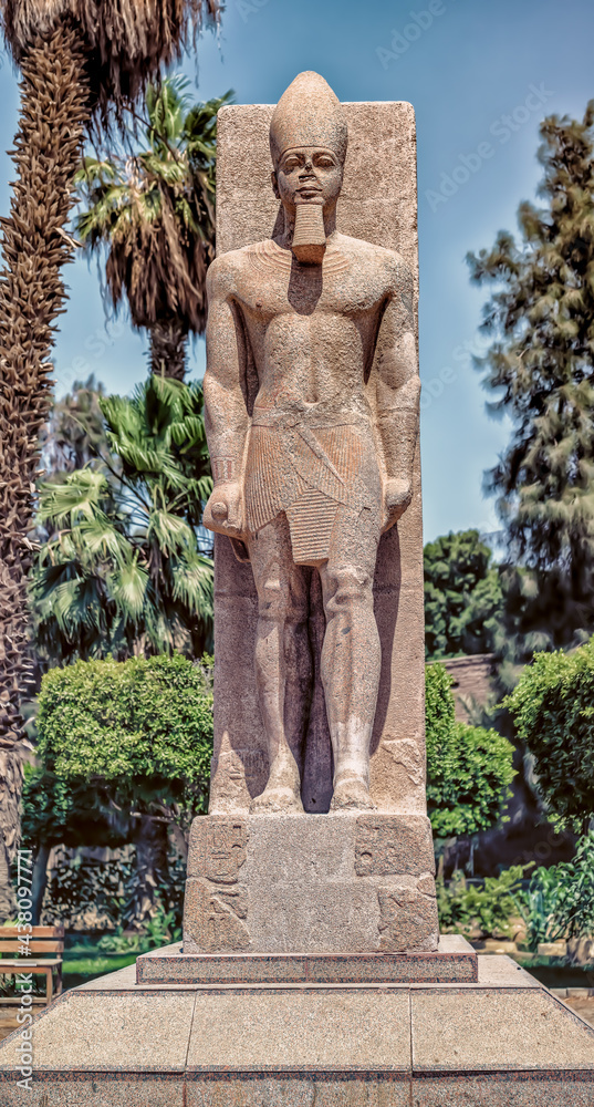 A High Resolution Panoramic Shot of Ramses II in Memphis.