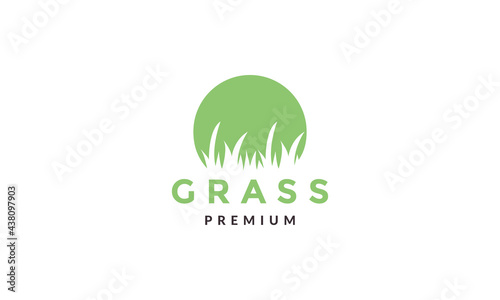negative space green grass logo symbol vector icon illustration graphic design