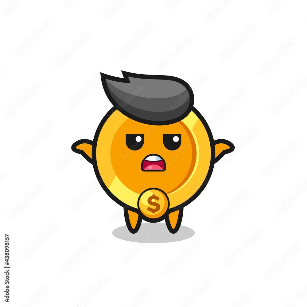 dollar currency coin mascot character saying I do not know