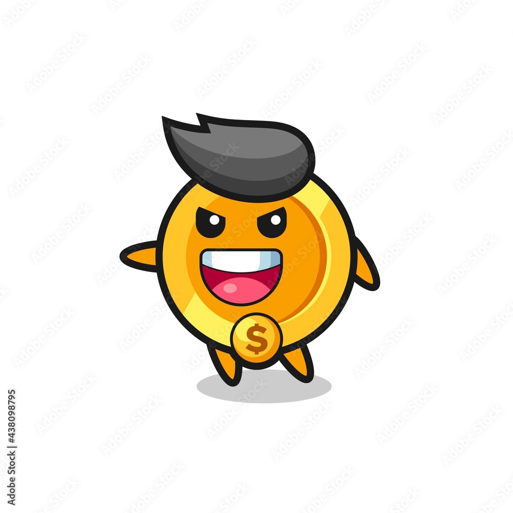 dollar currency coin cartoon with very excited pose