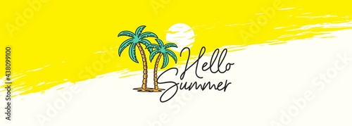 Hello Summer typography design. Special offer discount big sale web banner. Mobile Digital display promotion for social media or website