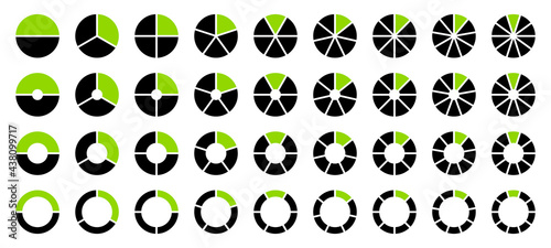 Set 36 Tortendiagramme Schwarz Und Grün