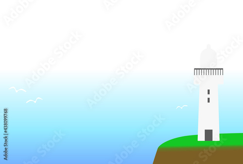 灯台のある景色の背景イラスト