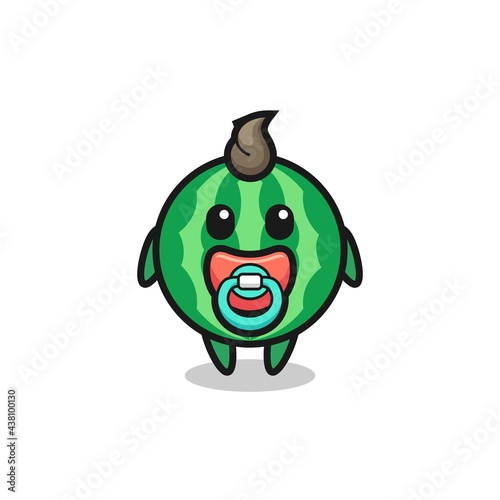 baby watermelon cartoon character with pacifier