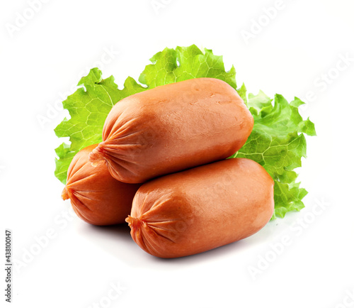 Sausages with lettuce salad