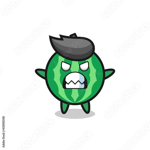 wrathful expression of the watermelon mascot character
